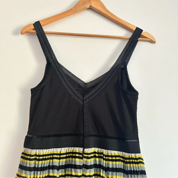 Free People Maxi Dress Pleated Stripes California Sunrise yellow combo Size: 10 - Picture 3 of 5